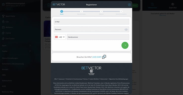 Vorschaubild Betvictor Casino Anmeldung