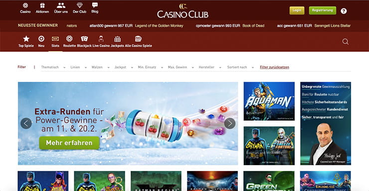 Vorschaubild CasinoClub Spielauswahl