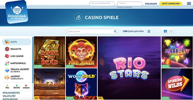 Vorschaubild DrückGlück Casino Spieleauswahl