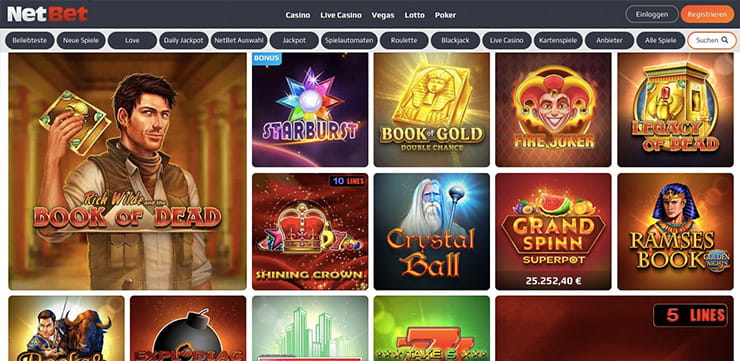 Vorschaubild NetBet Casino Spielauswahl